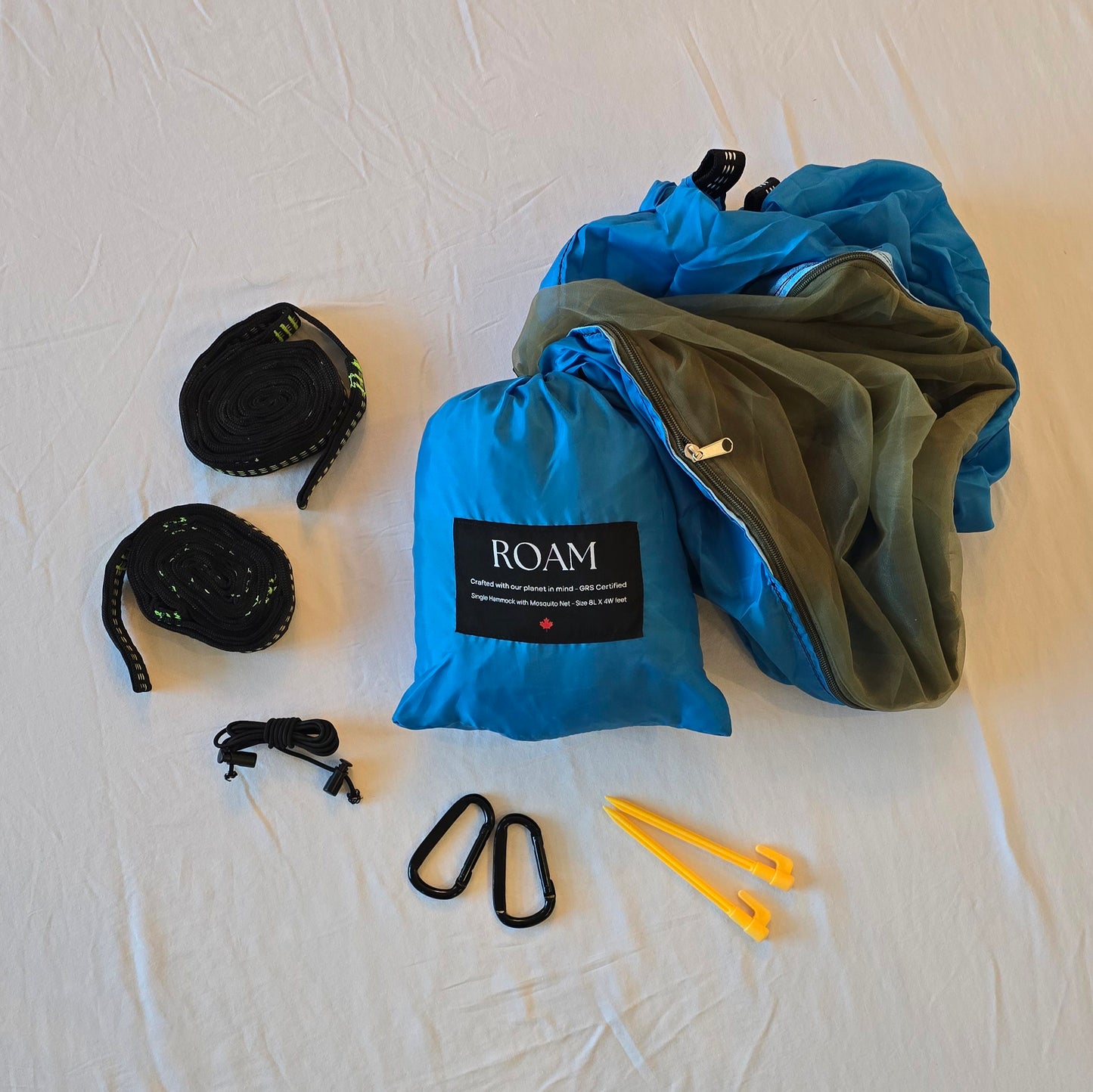 SINGLE Hammock with removable MOSQUITO NET _ GRS Certified