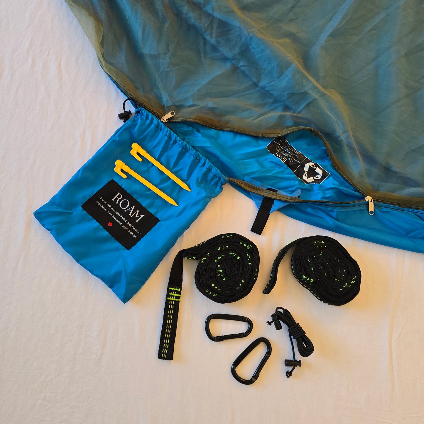 SINGLE Hammock with removable MOSQUITO NET _ GRS Certified